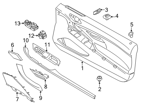 2018 BMW 640i xDrive Front Door Interior Handle, Upper Part, Right Diagram for 51417307284