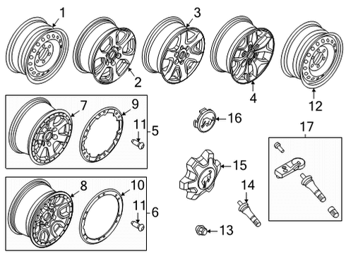 2021 Ford Bronco Wheels Trim Ring Bolt Diagram for -W716548-S450B