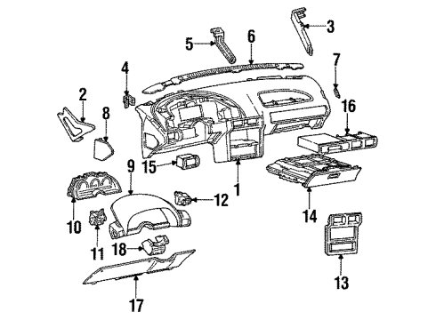 1996 Chevrolet Corsica Instrument Panel Switch Asm-Windshield Wiper & Windshield Washer Diagram for 22574667