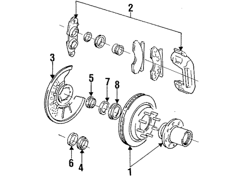 1995 Ford F-250 Front Brakes Splash Shield Diagram for F5TZ-2K004-A