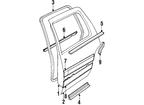 1988 Buick Electra Rear Door & Components, Exterior Trim Weatherstrip, Front Side Door Diagram for 20457657