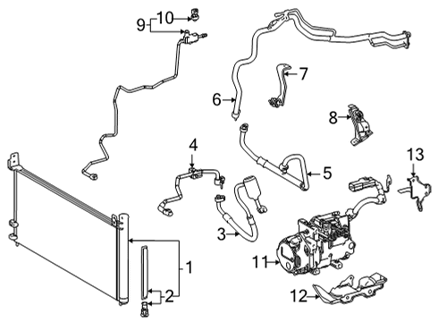 2020 Toyota Mirai A/C Condenser, Compressor & Lines Suction Hose Diagram for 88704-62010