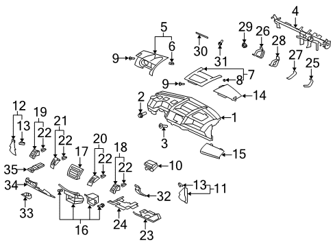 2011 Mitsubishi Outlander Instrument Panel Bolt Diagram for MS240122