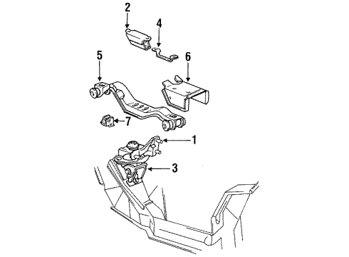 1986 Ford Mustang Engine & Trans Mounting Rear Mount Bracket Diagram for D8BZ-6054-B
