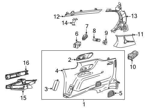 2019 Chrysler Pacifica Interior Trim - Side Panel Wrench-Wheel Lug Nut Diagram for 68256892AA