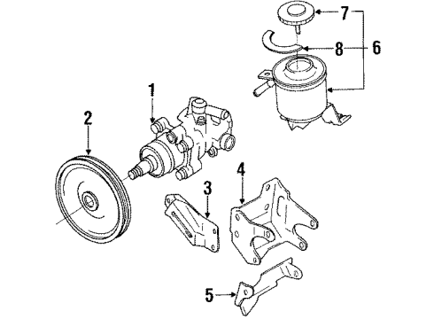 1995 Toyota 4Runner P/S Pump & Hoses, Steering Gear & Linkage Reservoir Assy, Vane Pump Oil Diagram for 44360-35101