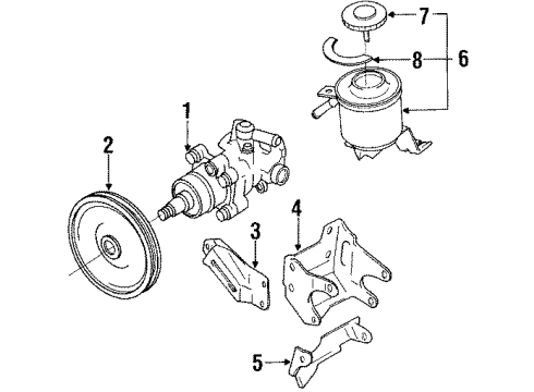 1995 Toyota 4Runner P/S Pump & Hoses, Steering Gear & Linkage Reservoir Assy, Vane Pump Oil Diagram for 44360-35061