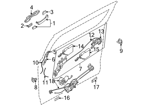 2006 Nissan Quest Sliding Door Slide Right Passenger Door Lock Actuator Diagram for 82500-5Z000