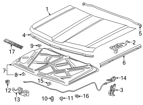 2015 Chevrolet Silverado 3500 HD Hood & Components Hood Diagram for 84348413