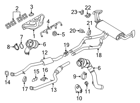 2014 BMW X5 Exhaust Components Catalytic Converter Diagram for 18327643427