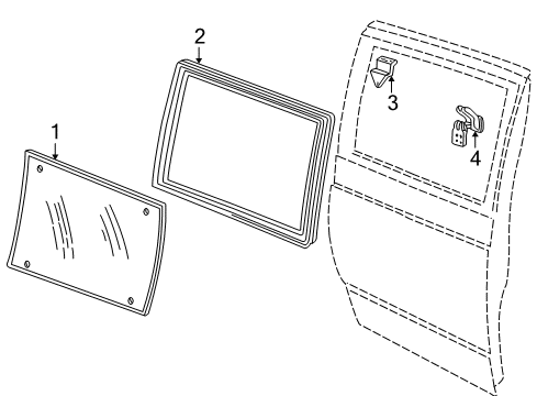 1990 Chevrolet Astro Side Loading Door - Glass & Hardware Latch, Body Side Front Window Diagram for 15648366