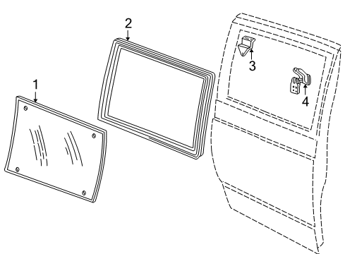 1996 Chevrolet Astro Side Loading Door - Glass & Hardware Latch Asm-Rear Side Door Window <Use 1C5L*Neutral Diagram for 15161437