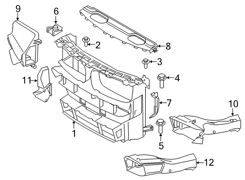 2015 BMW X6 Radiator Support & Deflectors Cover For Air Duct Diagram for 51647326554