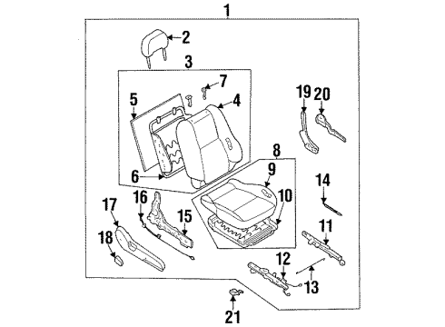 1997 Nissan 240SX Front Seat Components Cushion Assy Front Seat Diagram for 87350-81F00