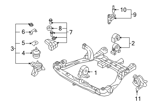 2007 Hyundai Sonata Engine & Trans Mounting Insulator-Engine Mounting Bracket Diagram for 21812-3L500