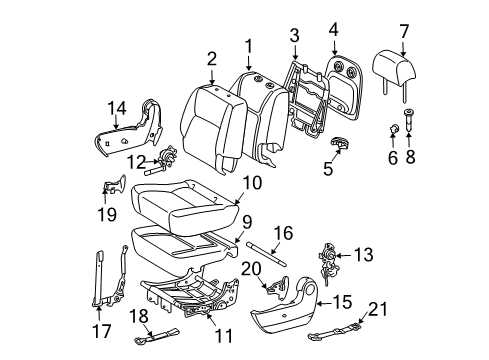 2005 Toyota Sienna Rear Seat Components Recliner Cover Diagram for 71811-AE050-B0