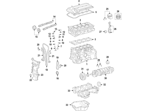 2018 Chevrolet City Express Engine Parts, Mounts, Cylinder Head & Valves, Camshaft & Timing, Variable Valve Timing, Oil Pan, Crankshaft & Bearings, Pistons, Rings & Bearings Valve Lifters Diagram for 19317166