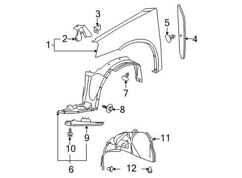 2006 Pontiac G6 Fender & Components Fender Liner Diagram for 20815093