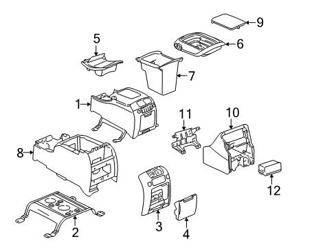 2002 Cadillac Escalade EXT Center Console, Front Console Front Console Diagram for 15075791