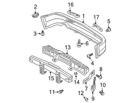 2009 Honda Element Rear Bumper Beam, RR. Bumper Diagram for 71530-SCV-A50ZZ