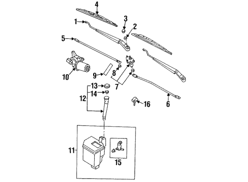 1996 Nissan Sentra Wiper & Washer Components Link Assy-Connecting, No 2 Diagram for 28842-4B000