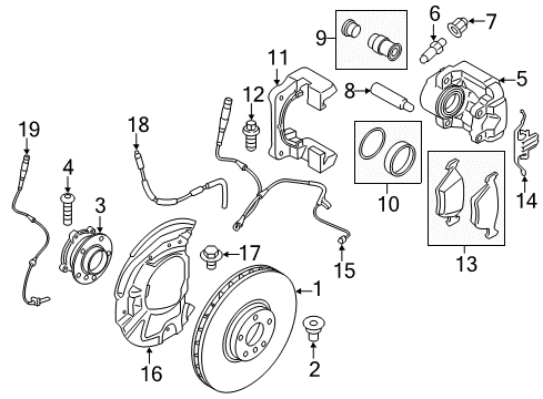 2015 BMW X5 Anti-Lock Brakes Wheel Hub With Bearing, Front Diagram for 31226882264