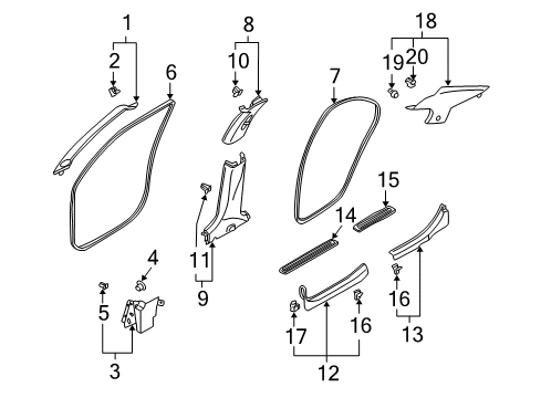 2001 Nissan Maxima Interior Trim - Pillars, Rocker & Floor Garnish Assy-Front Pillar, RH Diagram for 76911-3Y112