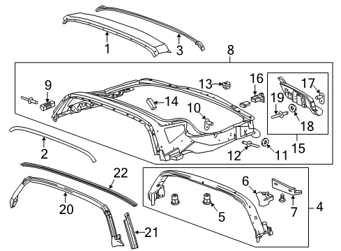2014 Chevrolet Corvette Roof & Components Roof Cover Diagram for 23316884
