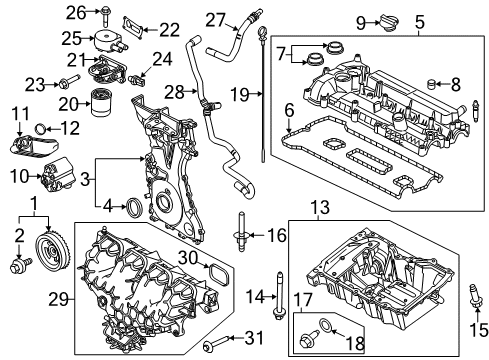 2018 Ford Focus Engine Parts Oil Pan Bolt Diagram for -W717108-S437