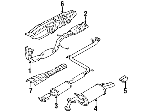 1998 Hyundai Sonata Exhaust Components Catalytic Converter Assembly Diagram for 28950-35650
