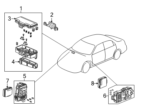 2000 Honda Accord Electrical Components Box Assembly, Fuse (Passenger Side) Diagram for 38210-S82-A11