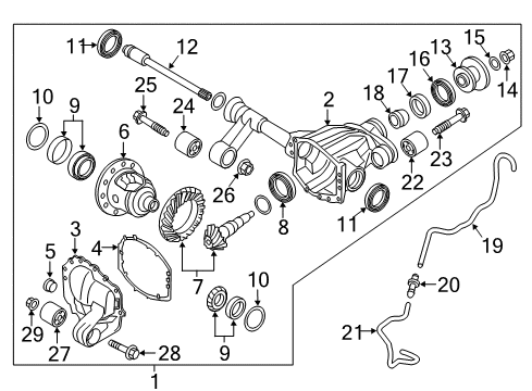 2020 Nissan Titan XD Carrier & Front Axles Final Drive Assy-Front Diagram for 38500-9FV3A