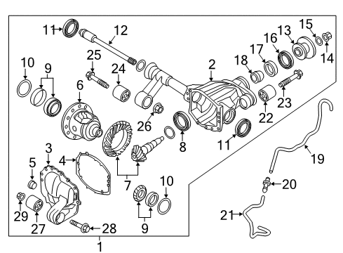 2018 Nissan Titan XD Carrier & Front Axles Final Drive Assy-Front Diagram for 38500-EZ40A