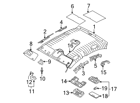 2008 Hyundai Accent Interior Trim - Roof Bracket-Overhead Console Lamp Mounting Diagram for 92820-1E300