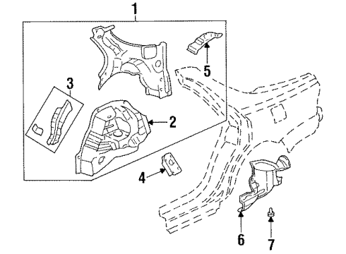 1998 Acura TL Inner Structure - Quarter Panel Wheelhouse, Left Rear Diagram for 64730-SW5-310ZZ