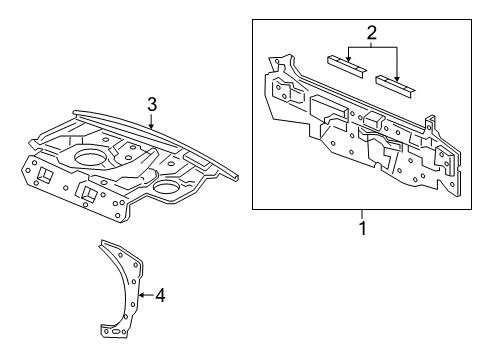 2015 Acura TLX Rear Body Stiffener, R. RR. Bumper Face Diagram for 66118-TK4-A00ZZ