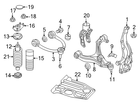 2022 Dodge Durango Front Suspension Components Front Upper Control Arm Right Diagram for 68291036AB