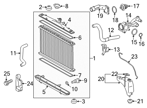 2010 Lexus RX450h Automatic Temperature Controls Clamp, Radiator Pipe Diagram for 16587-0P010