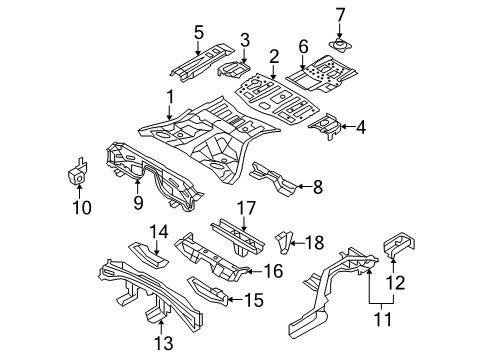 2014 Infiniti Q60 Rear Body - Floor & Rails Spare Tire Components (Spare wheel bracket assembly) Diagram for 74588-JJ50A
