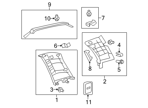 2009 Toyota Sequoia Interior Trim - Quarter Panels Switch Diagram for 84930-0C030