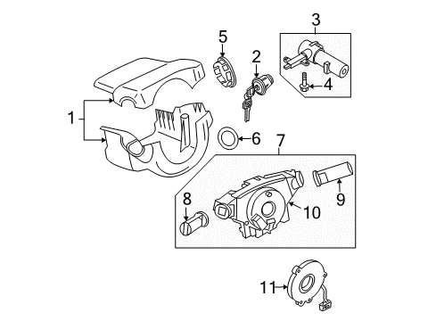 2004 Nissan Quest Switches Frame Assembly-Steering Lock Diagram for 48701-5Z000