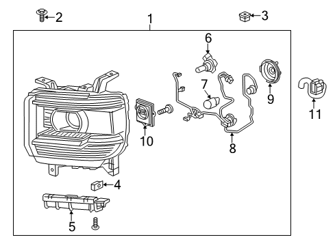 2016 GMC Sierra 2500 HD Headlamps Composite Assembly Diagram for 84144048