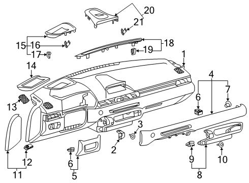 2021 Toyota GR Supra Instrument Panel Trim Panel Diagram for 55480-WAA01