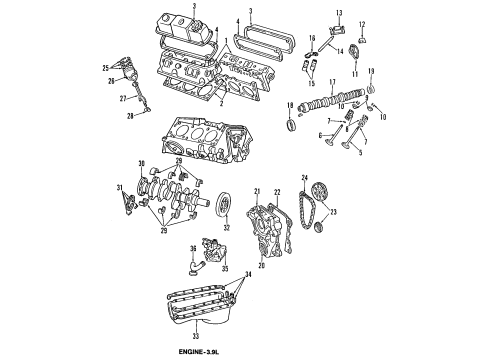 1994 Dodge Ram 1500 Engine Parts, Mounts, Cylinder Head & Valves, Camshaft & Timing, Oil Pan, Oil Pump, Crankshaft & Bearings, Pistons, Rings & Bearings Piston Diagram for 68067503AA