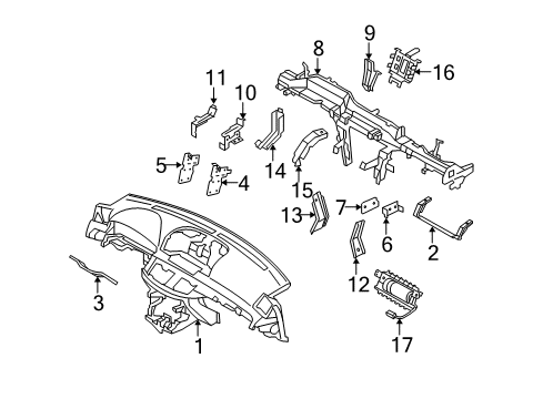 2006 Infiniti M35 Cluster & Switches, Instrument Panel Mount Bracket Diagram for 28055-EH10A