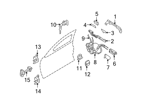 2007 Infiniti G35 Front Door - Lock & Hardware Grip-Outside Handle Diagram for 80640-JK03A