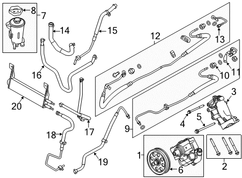 2016 Ford F-250 Super Duty P/S Pump & Hoses, Steering Gear & Linkage Upper Pressure Tube Diagram for 7C3Z-3F887-B