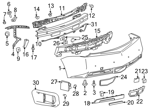 2014 Cadillac CTS Parking Aid Bumper Cover Diagram for 22816693