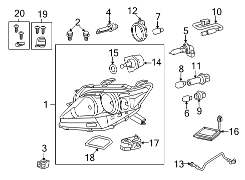 2012 Lexus RX350 Headlamps Headlamp Assembly, Right Diagram for 81110-0E061