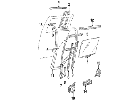1993 Oldsmobile Bravada Rear Door - Glass & Hardware Hinge Kit-Rear Side Door Upper Body Side (RH) Diagram for 12541912